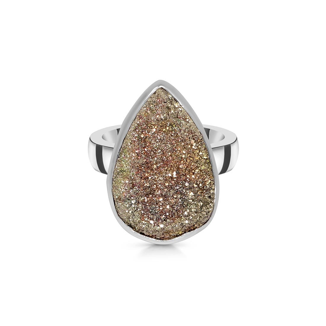 Spectropyrite Druzy Adjustable Ring-(SPD-R-38)
