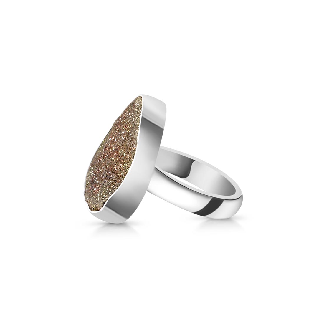 Spectropyrite Druzy Adjustable Ring-(SPD-R-38)