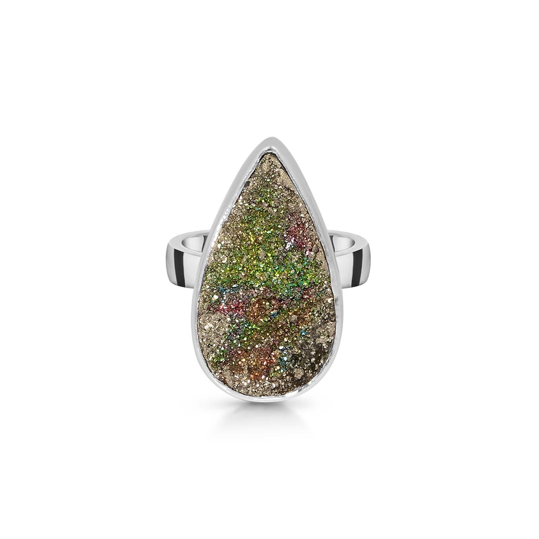 Spectropyrite Druzy Adjustable Ring-(SPD-R-39)
