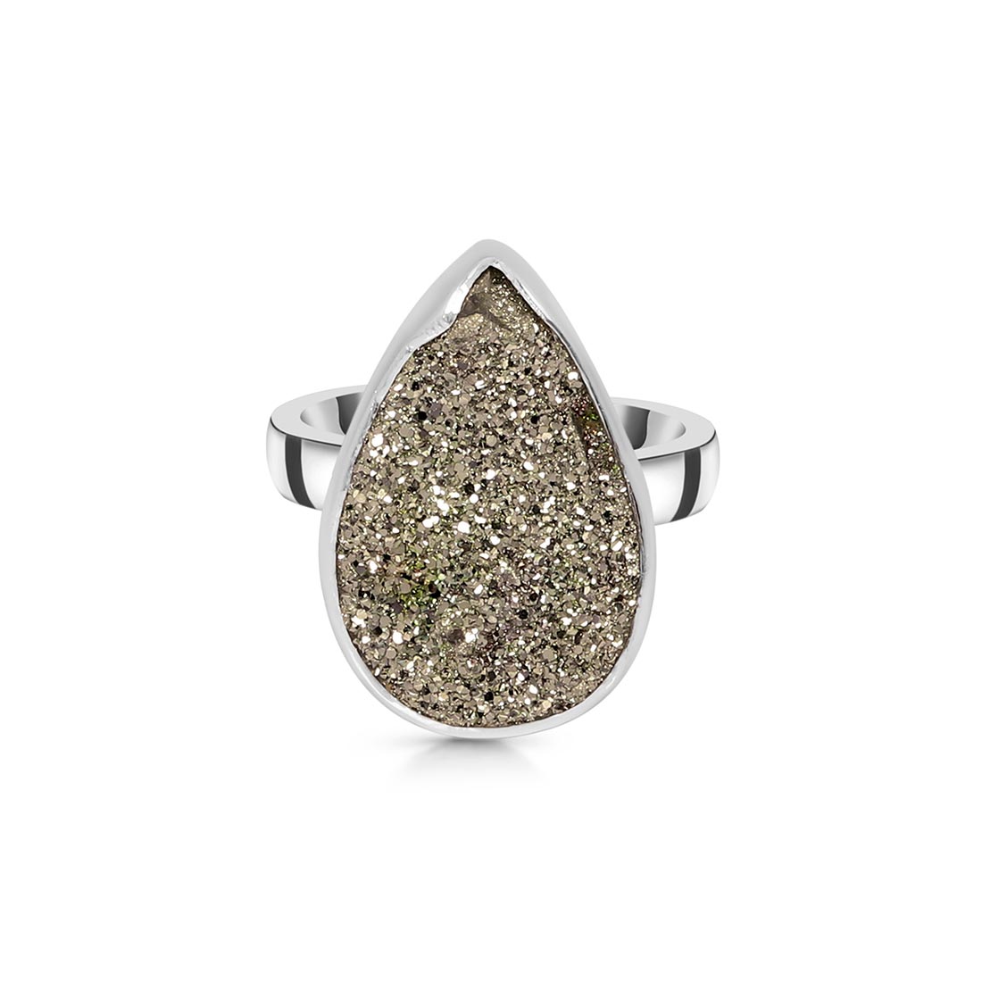 Spectropyrite Druzy Adjustable Ring-(SPD-R-40)
