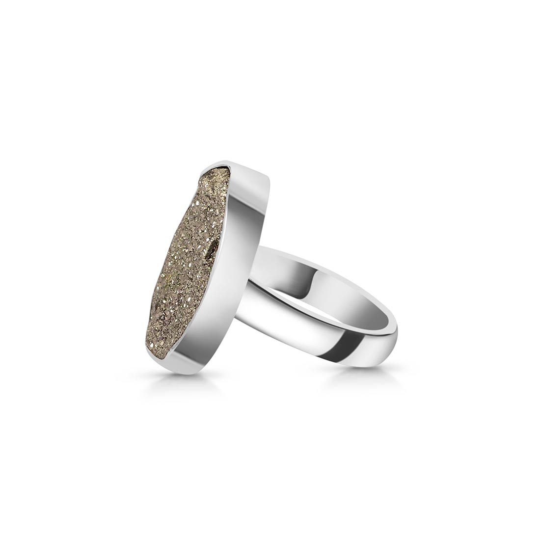 Spectropyrite Druzy Adjustable Ring-(SPD-R-40)