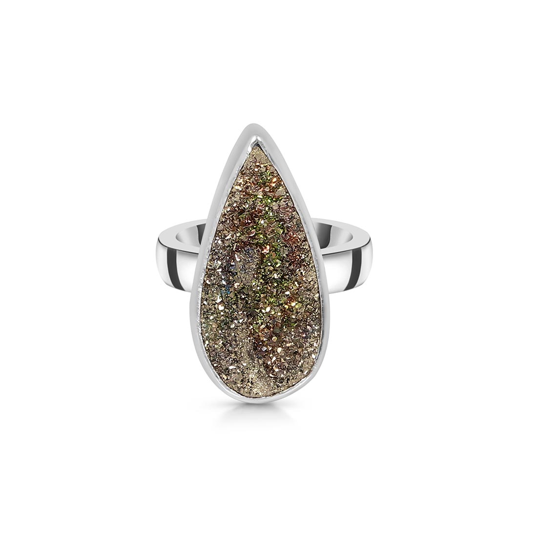 Spectropyrite Druzy Adjustable Ring-(SPD-R-42)