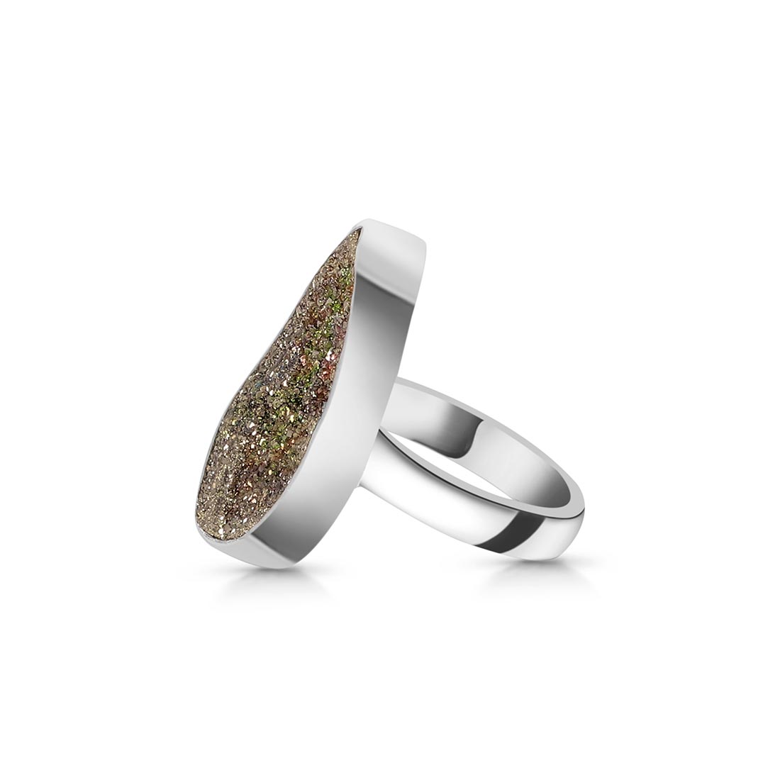 Spectropyrite Druzy Adjustable Ring-(SPD-R-42)