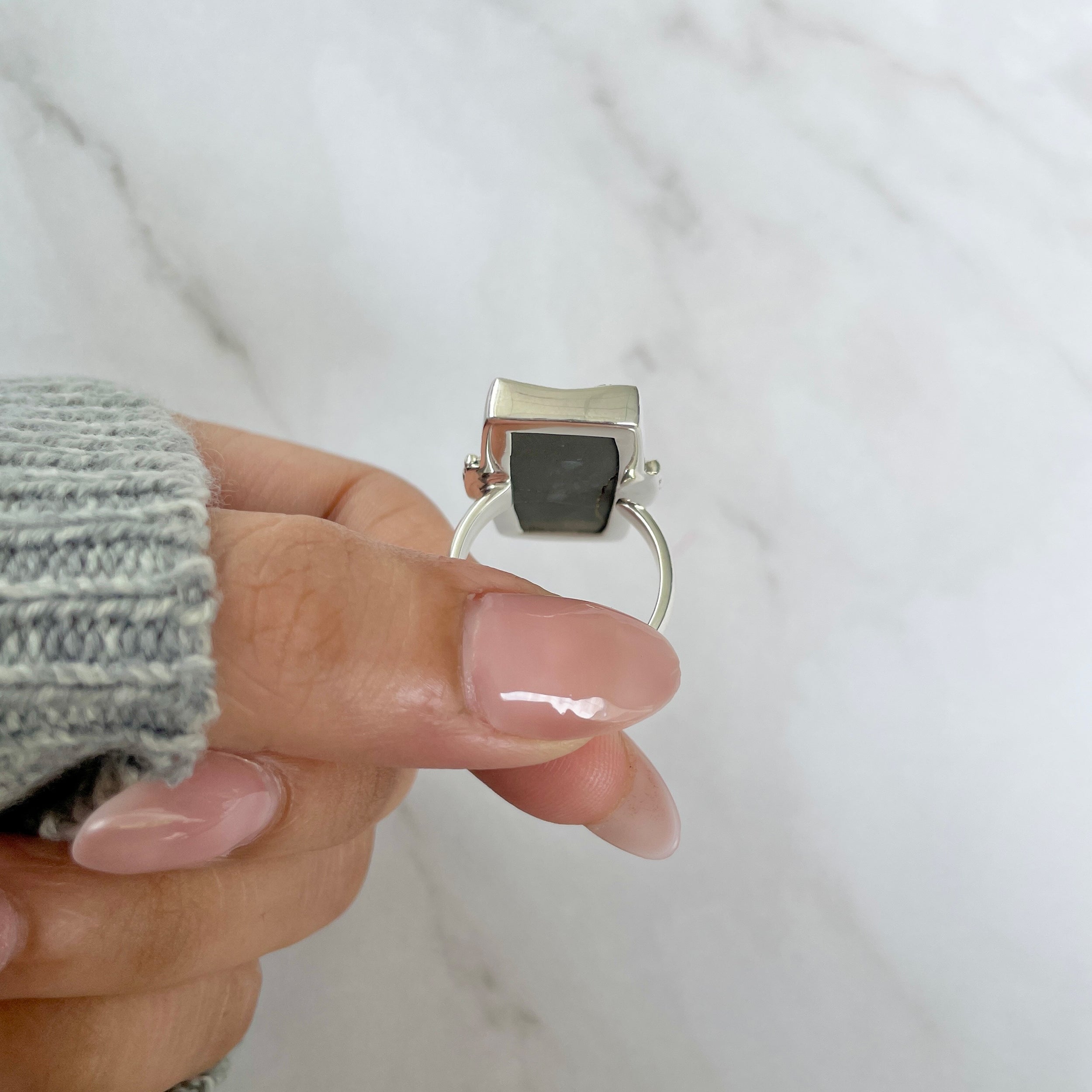 Spectropyrite Druzy Adjustable Ring-(SPD-R-45.)