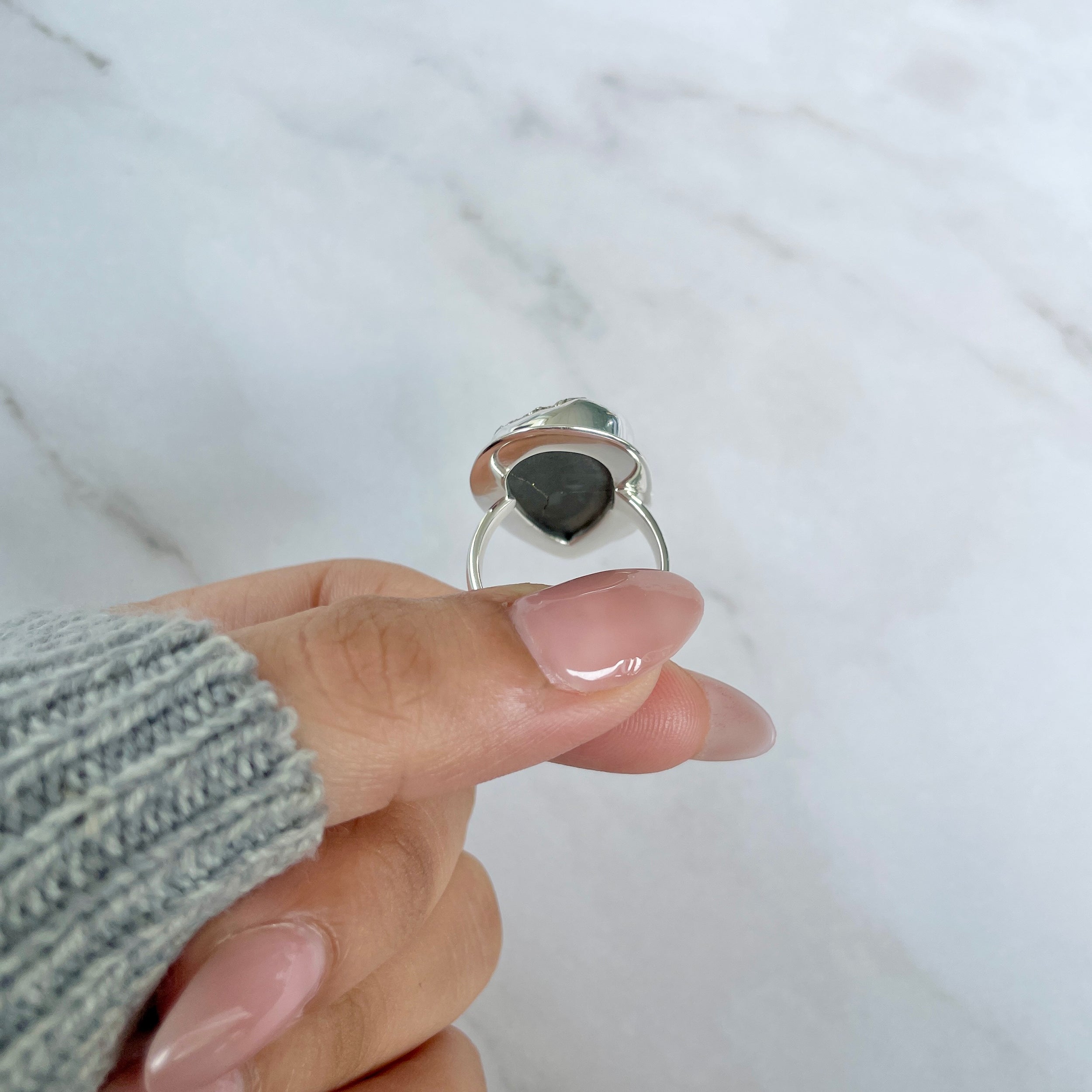 Spectropyrite Druzy Adjustable Ring-(SPD-R-46.)