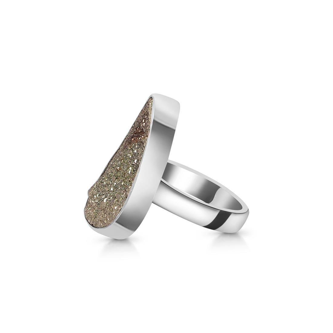Spectropyrite Druzy Adjustable Ring-(SPD-R-5.)