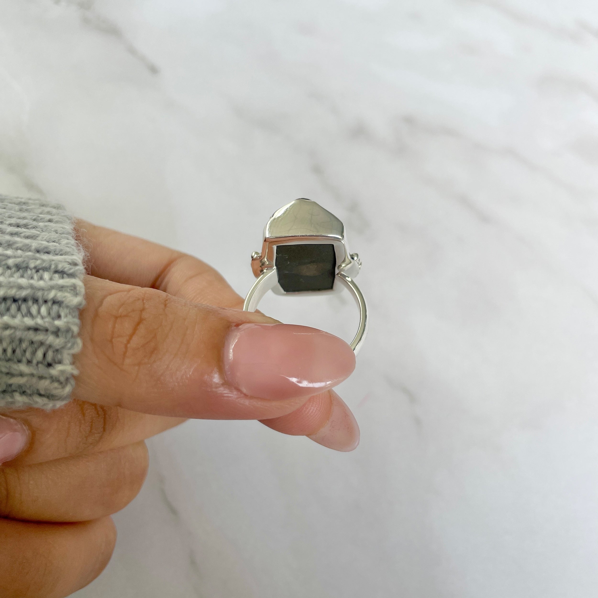 Spectropyrite Druzy Adjustable Ring-(SPD-R-53.)