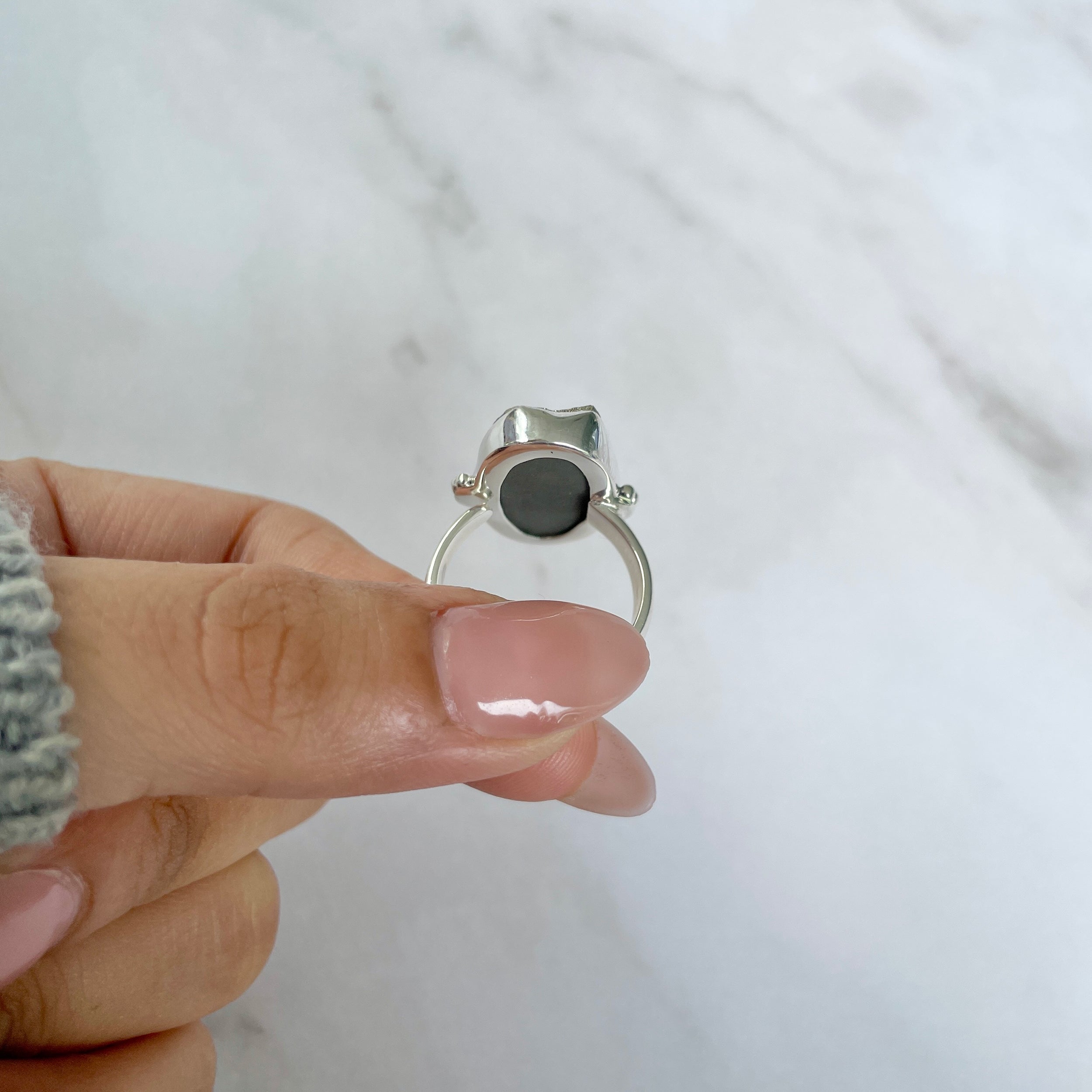 Spectropyrite Druzy Adjustable Ring-(SPD-R-54.)
