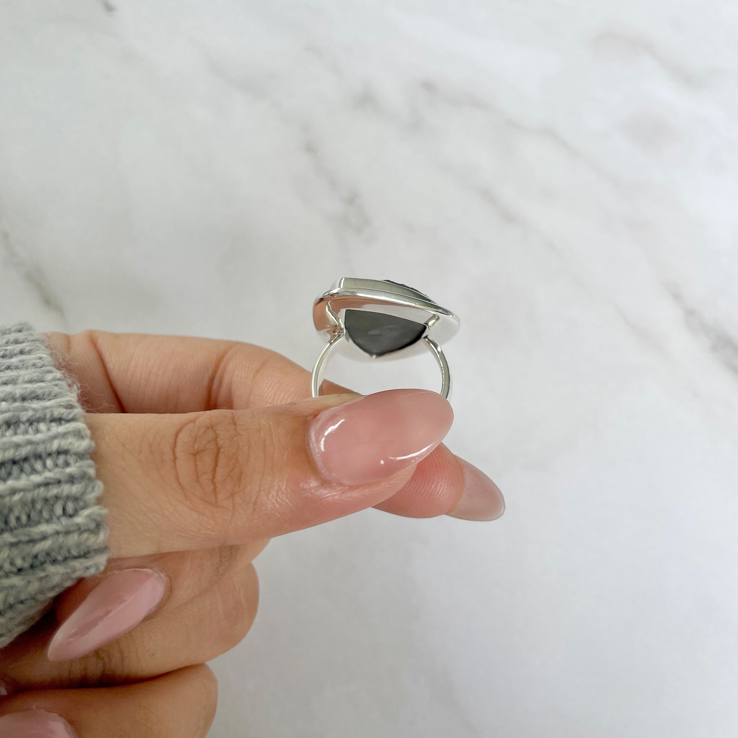 Spectropyrite Druzy Adjustable Ring-(SPD-R-55.)