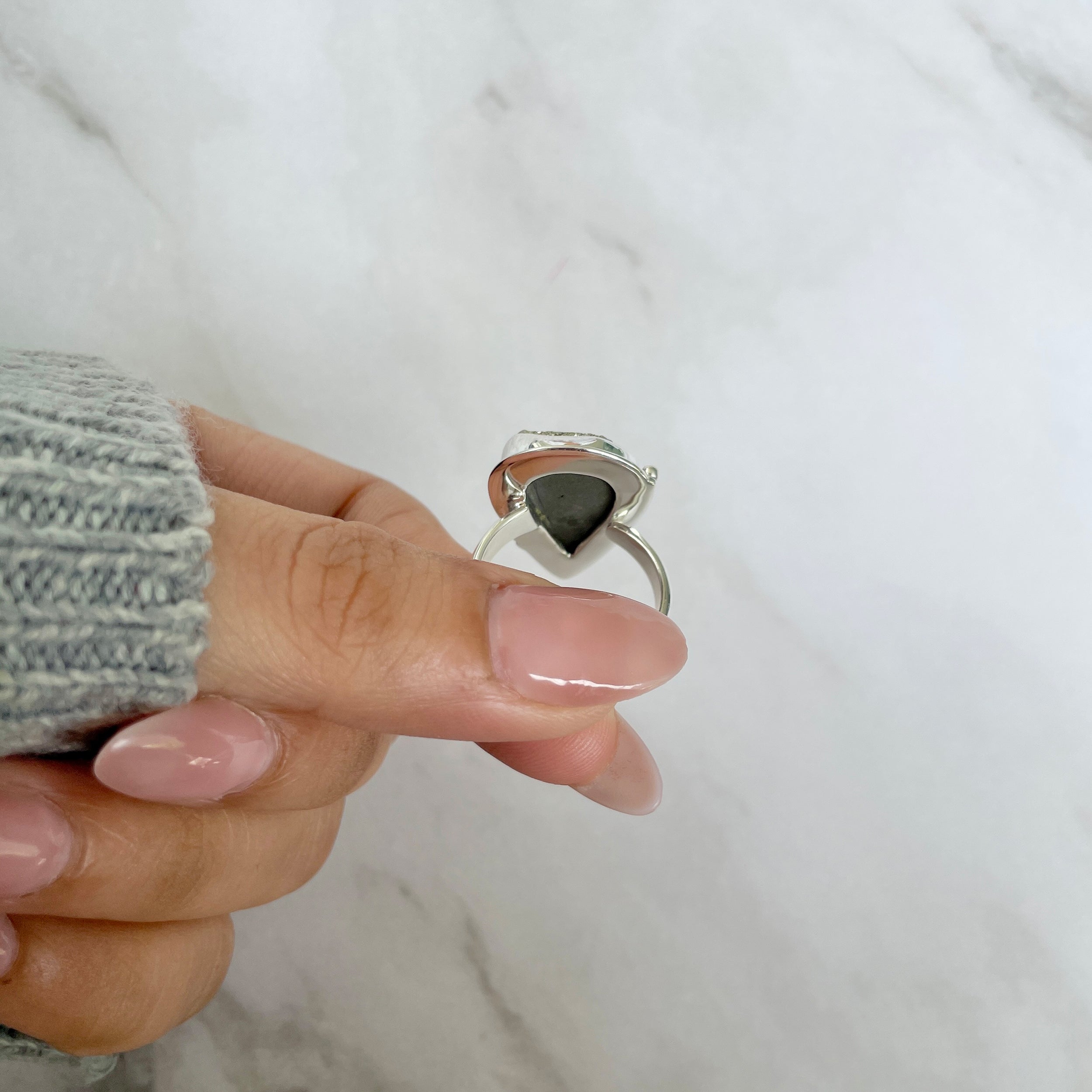 Spectropyrite Druzy Adjustable Ring-(SPD-R-59.)