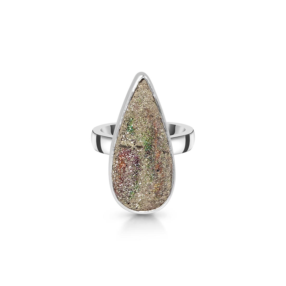 Spectropyrite Druzy Adjustable Ring-(SPD-R-6)