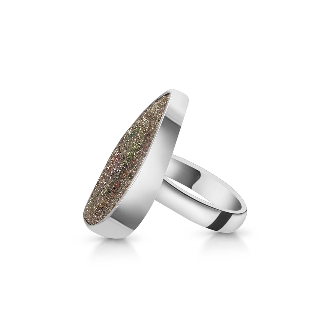 Spectropyrite Druzy Adjustable Ring-(SPD-R-6)