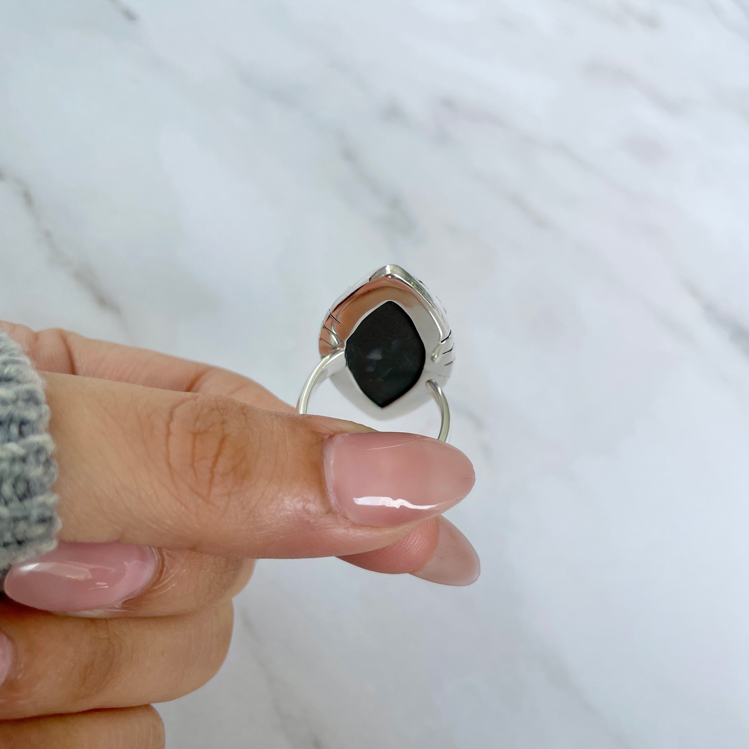Spectropyrite Druzy Adjustable Ring-(SPD-R-67.)