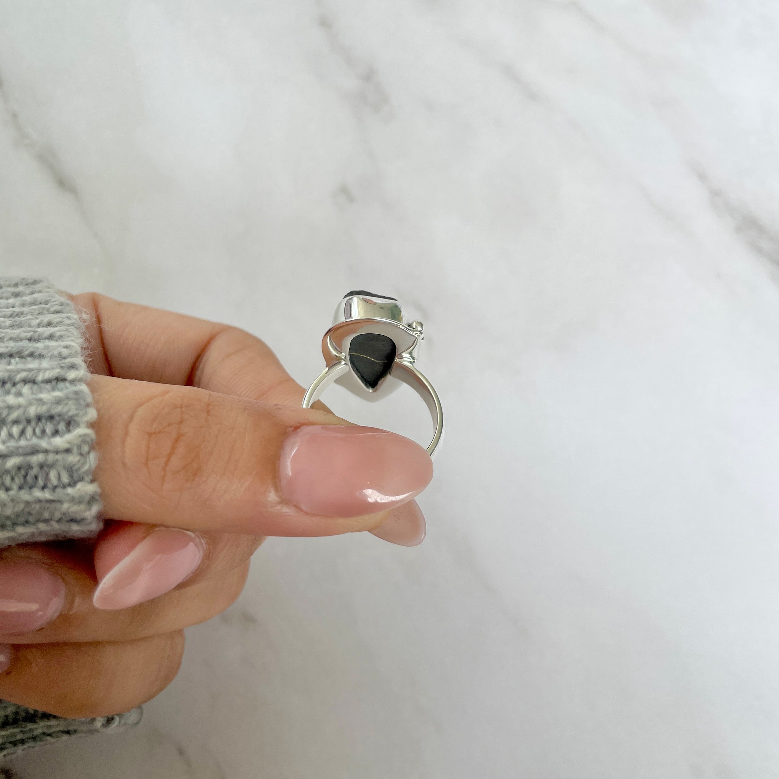 Spectropyrite Druzy Adjustable Ring-(SPD-R-69.)