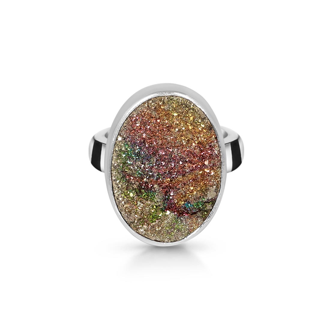 Spectropyrite Druzy Adjustable Ring-(SPD-R-7)