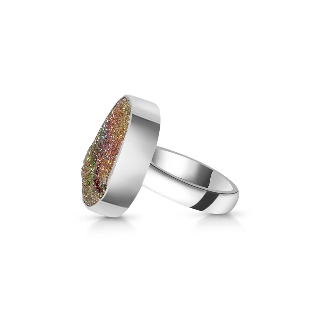 Spectropyrite Druzy Adjustable Ring-(SPD-R-7)