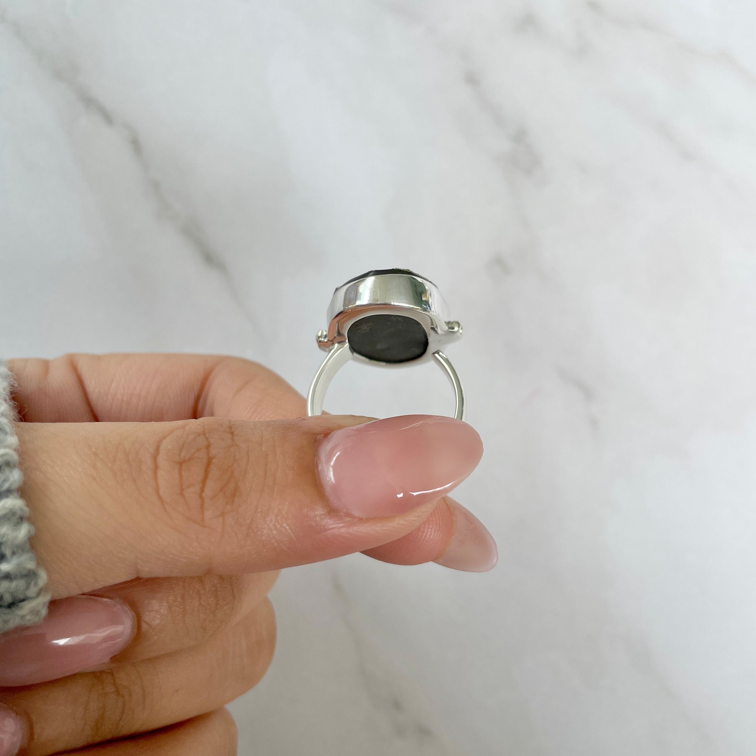 Spectropyrite Druzy Adjustable Ring-(SPD-R-70.)