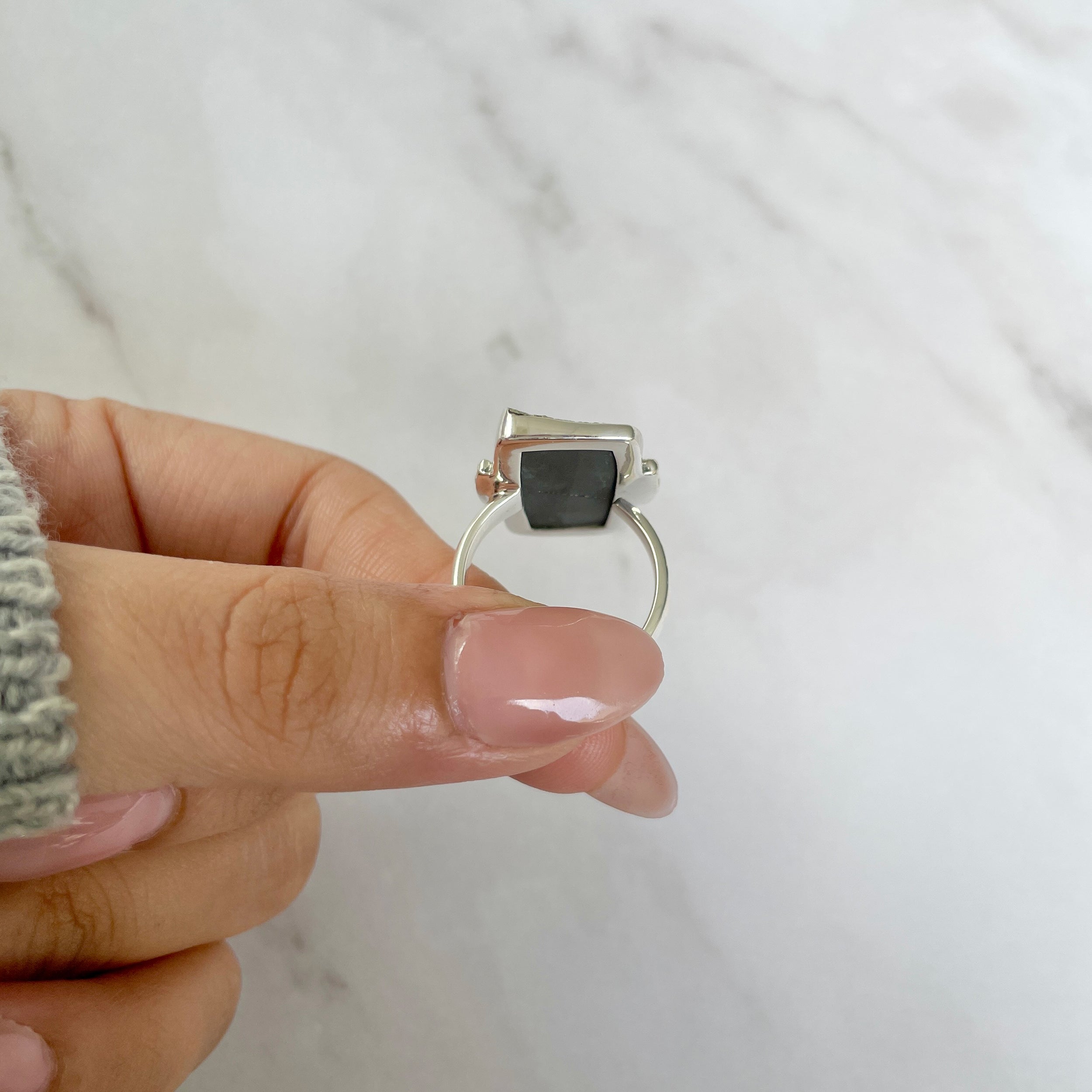 Spectropyrite Druzy Adjustable Ring-(SPD-R-71.)