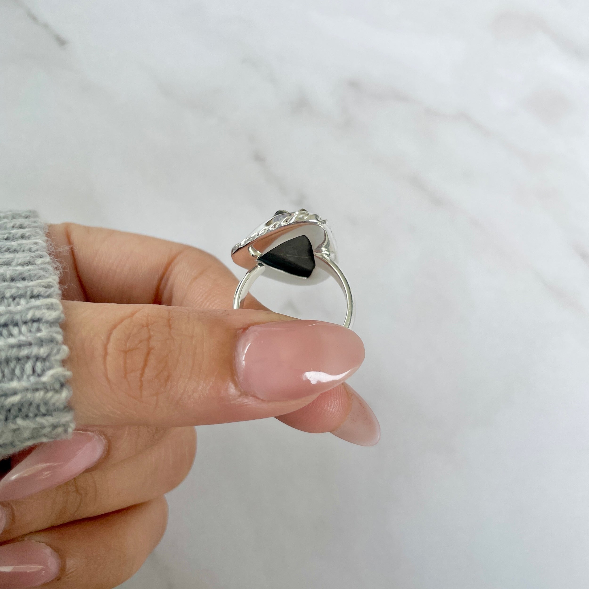 Spectropyrite Druzy Adjustable Ring-(SPD-R-72.)