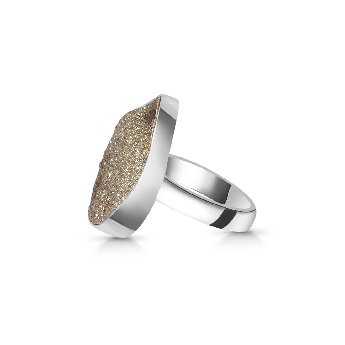 Spectropyrite Druzy Adjustable Ring-(SPD-R-9.)