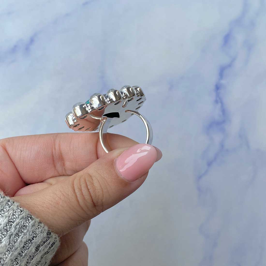 Shattuckite Flower Ring-(STK-FLR-3.)