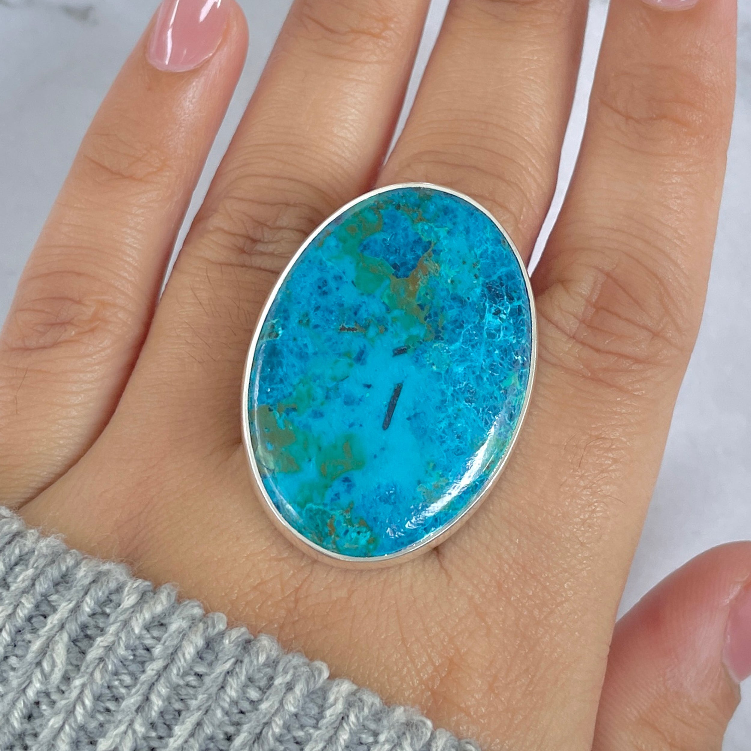 Shattuckite Adjustable Ring-(STK-R-52.)