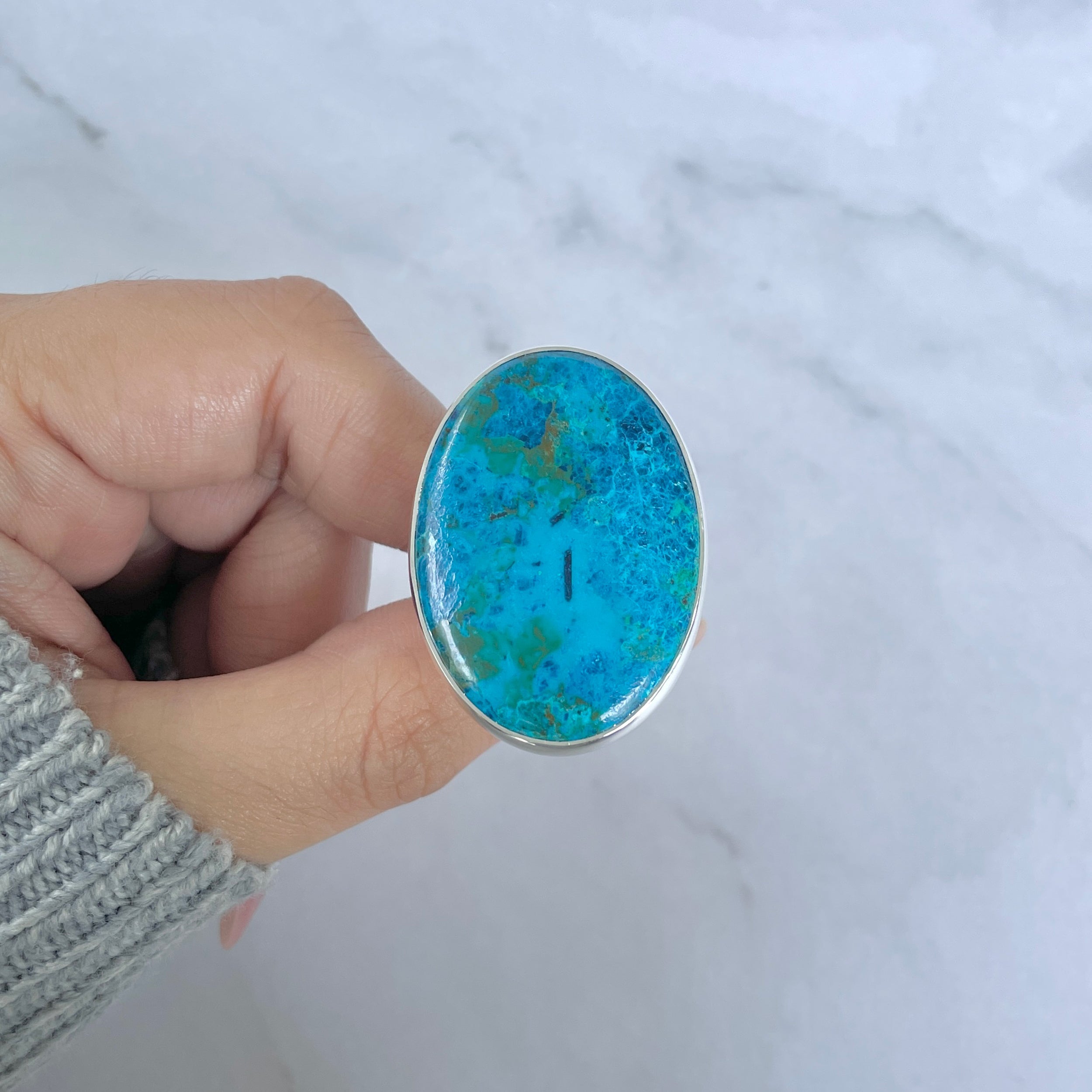 Shattuckite Adjustable Ring-(STK-R-52.)