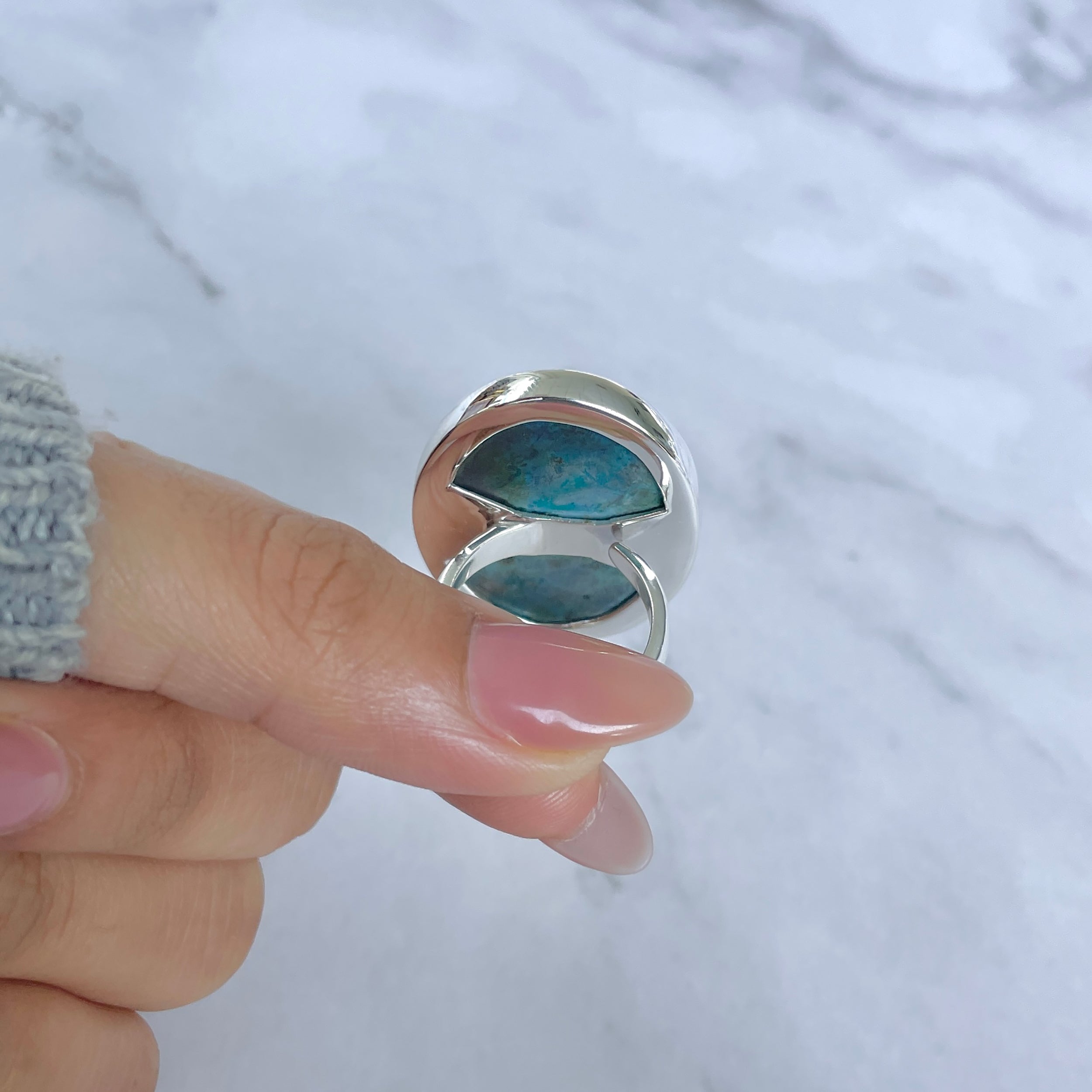 Shattuckite Adjustable Ring-(STK-R-52.)