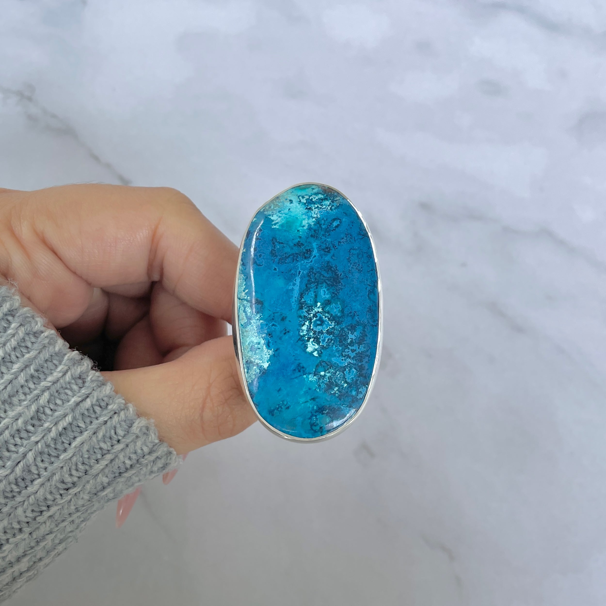 Shattuckite Adjustable Ring-(STK-R-54.)