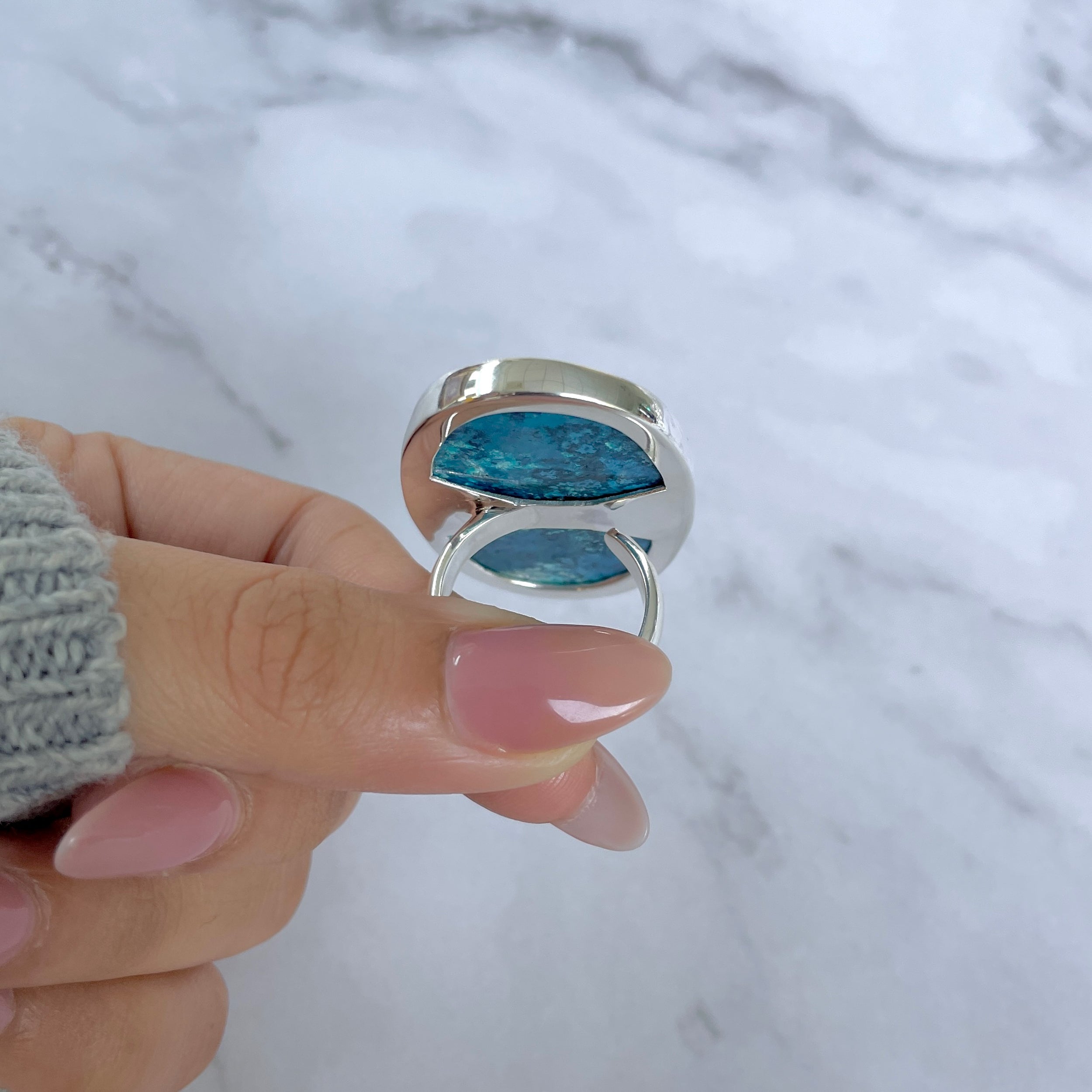 Shattuckite Adjustable Ring-(STK-R-54.)