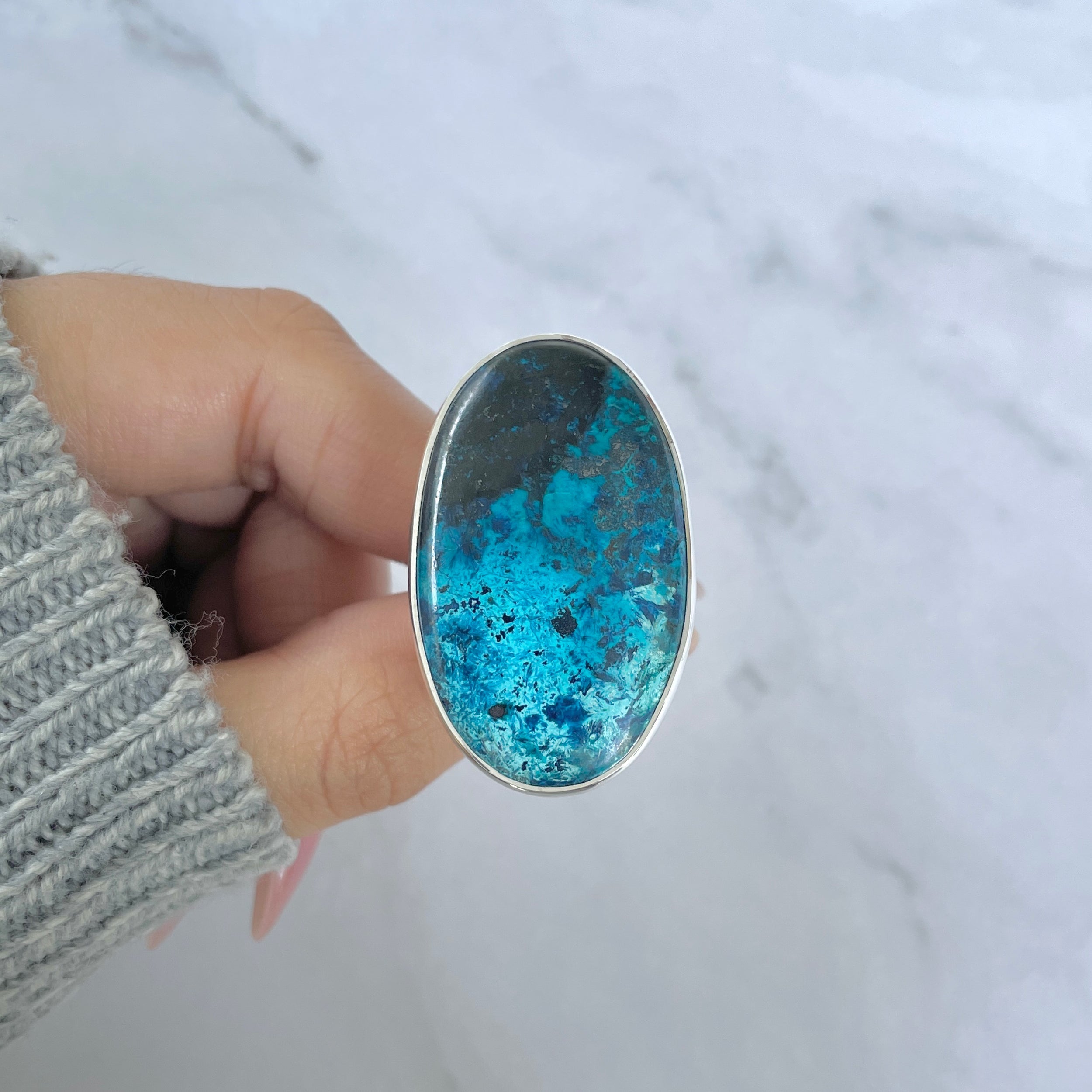 Shattuckite Adjustable Ring-(STK-R-55.)
