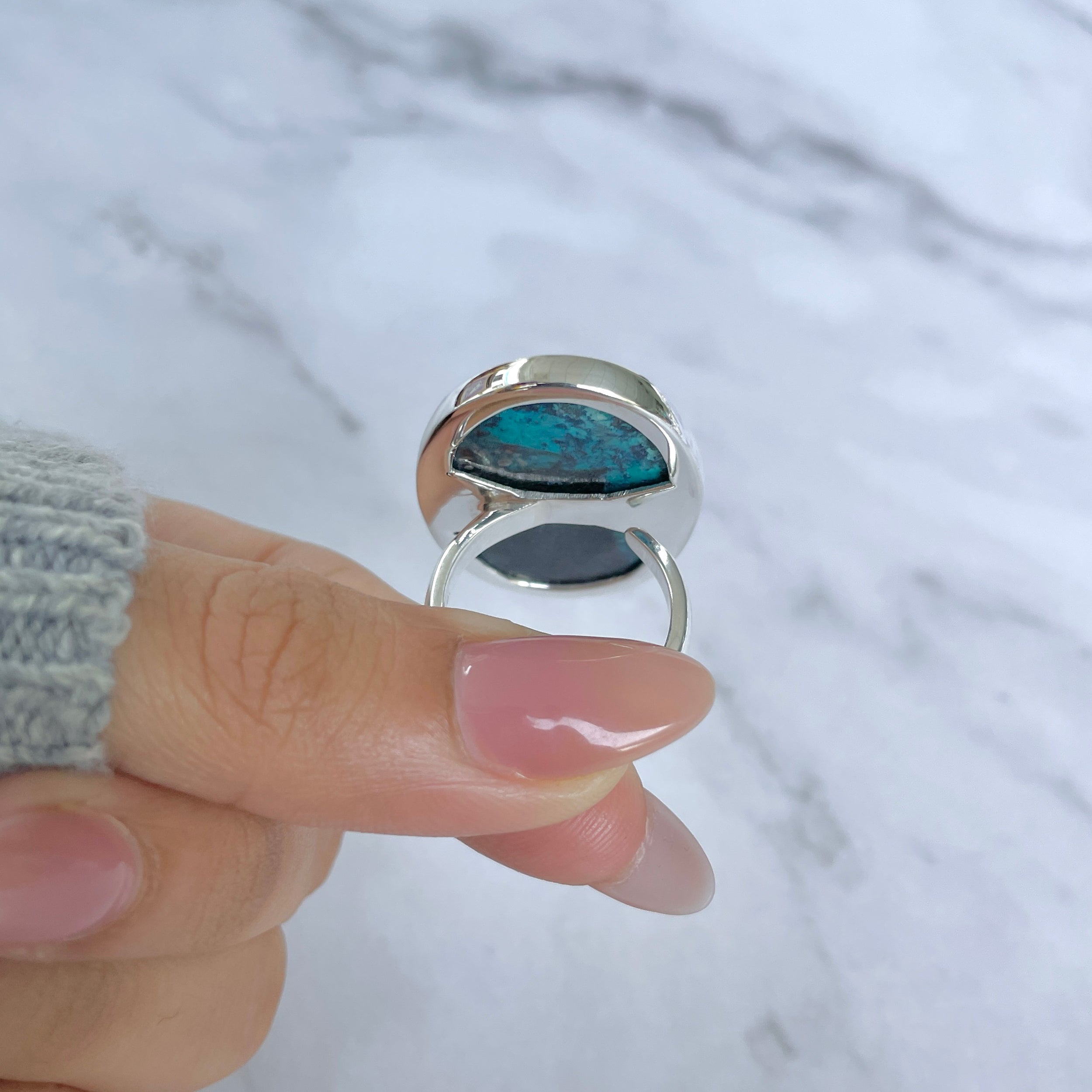 Shattuckite Adjustable Ring-(STK-R-55.)