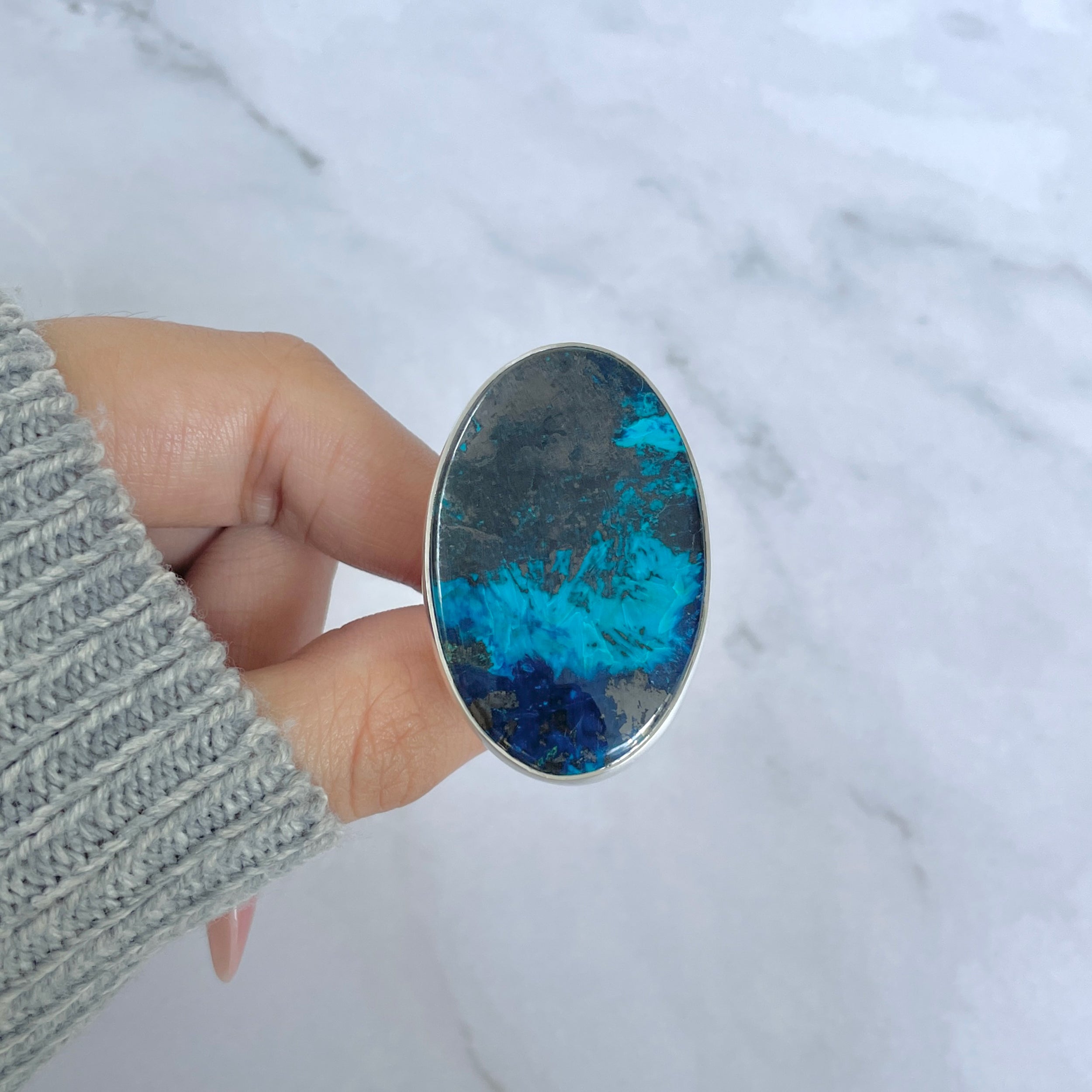 Shattuckite Adjustable Ring-(STK-R-57.)