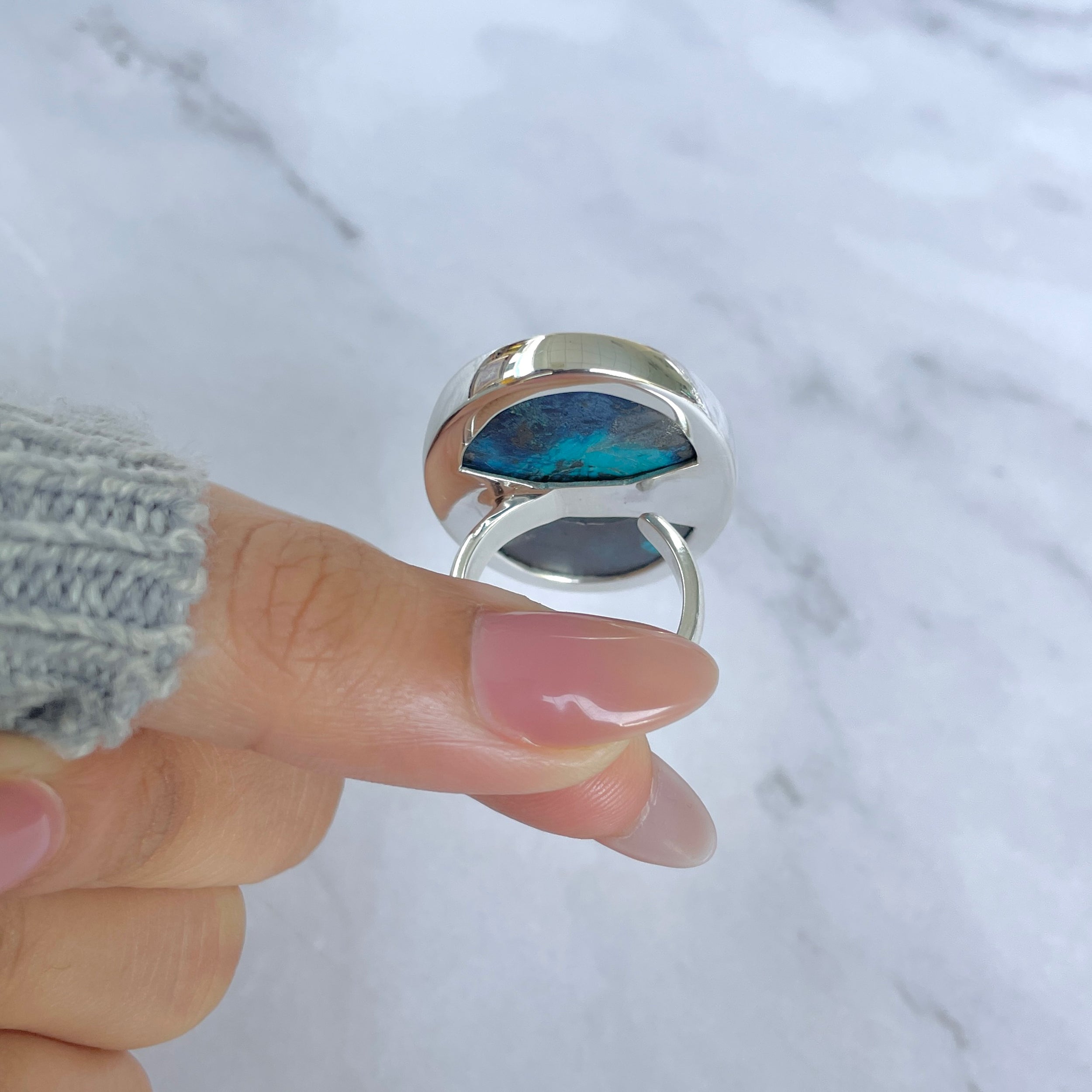 Shattuckite Adjustable Ring-(STK-R-57.)