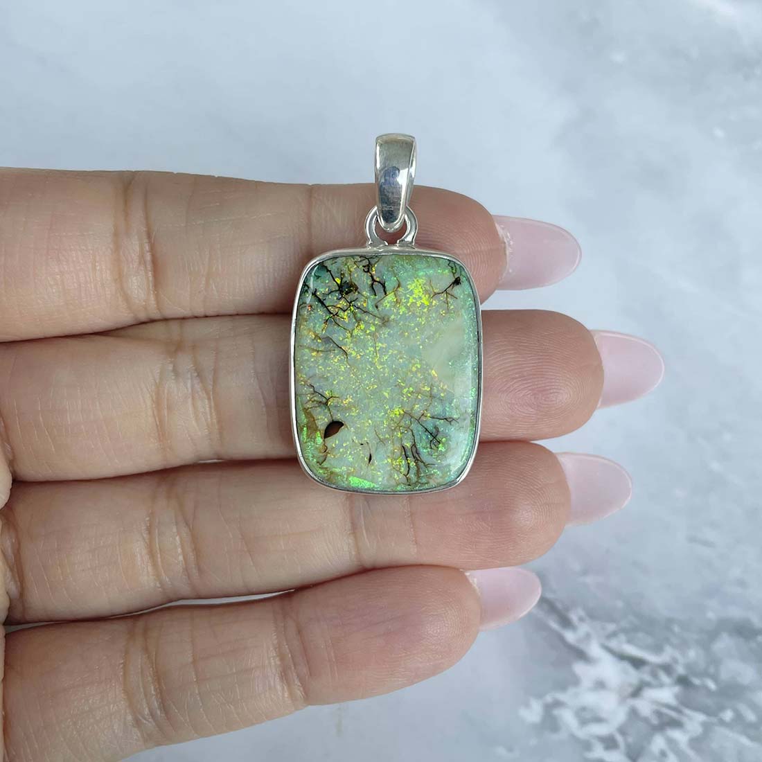 Sterling Opal Pendant-(STO-P-10.)