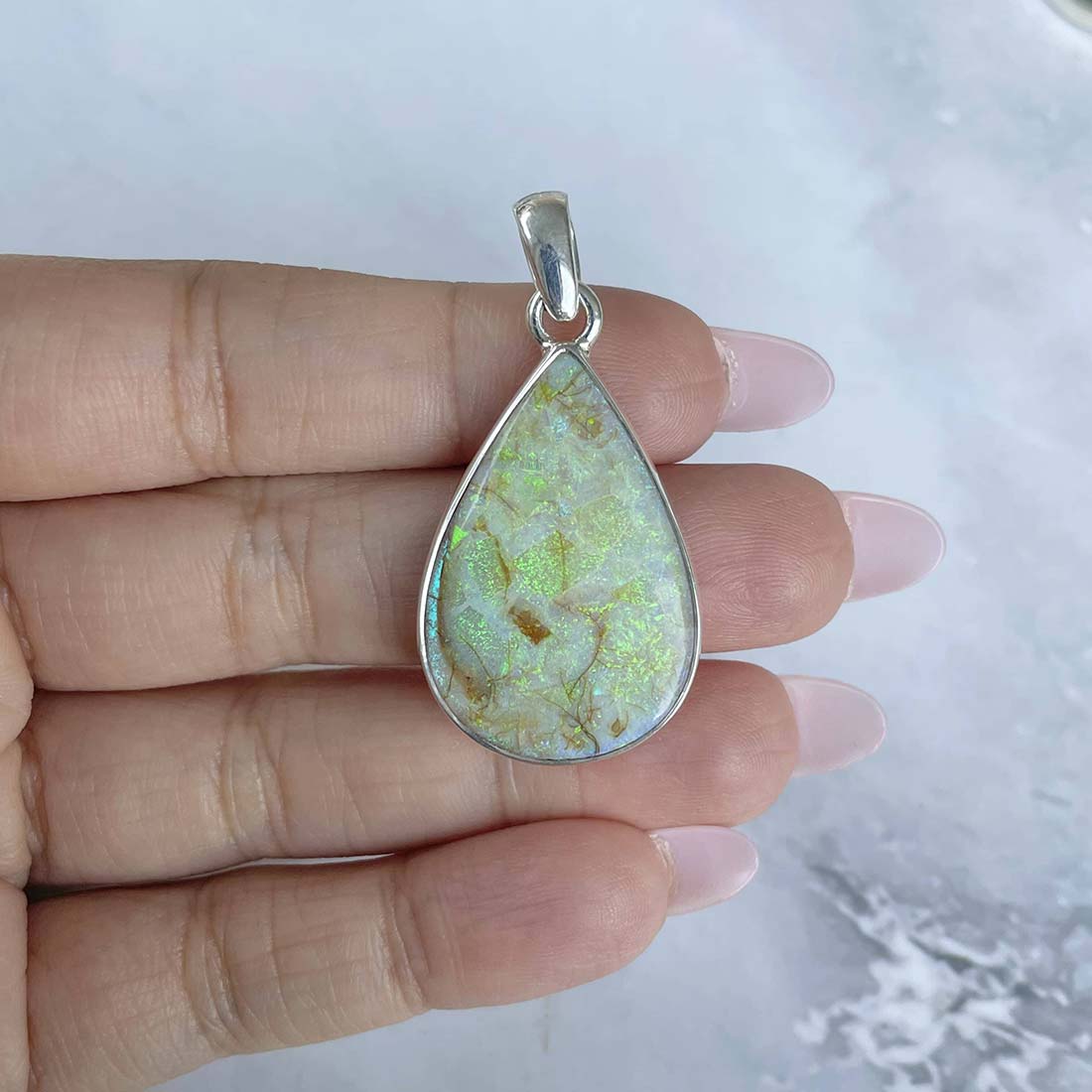 Sterling Opal Pendant-(STO-P-9.)