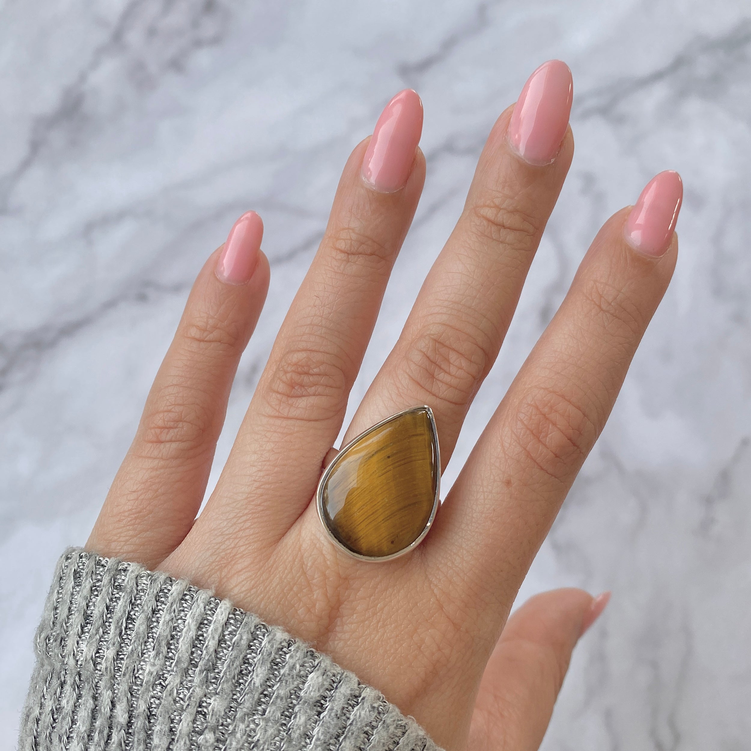 Tiger Eye Adjustable Ring-(TGE-R-11)