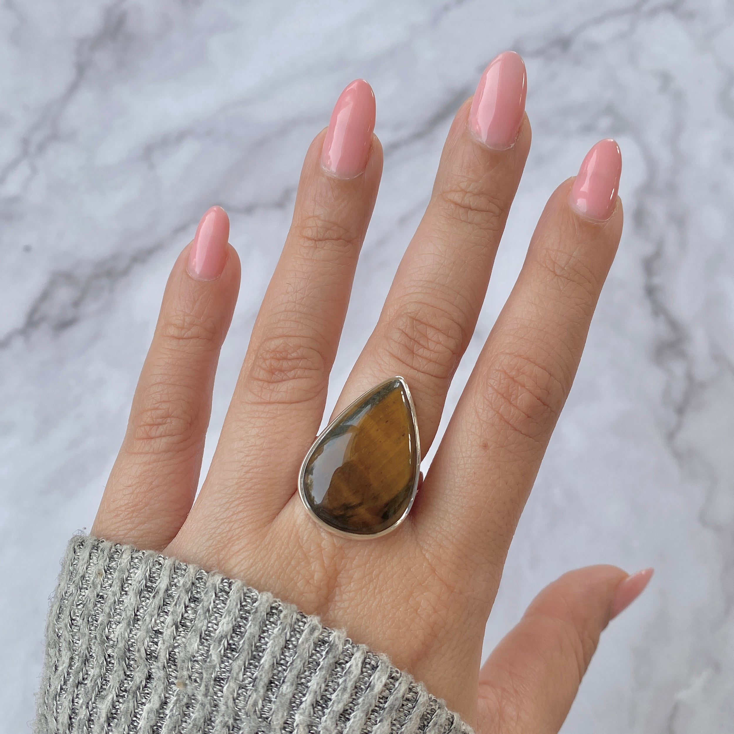 Tiger Eye Adjustable Ring-(TGE-R-3)