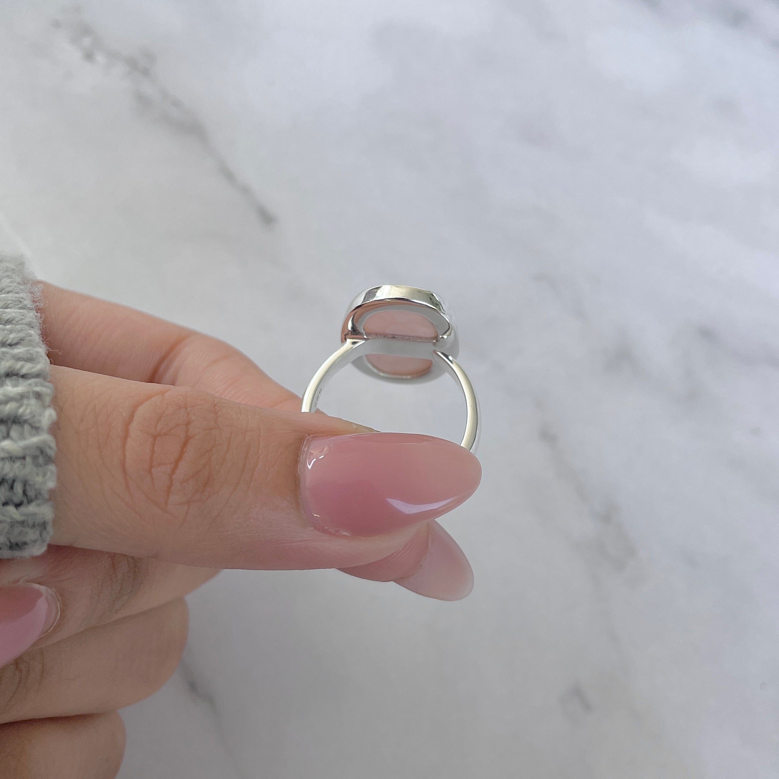 Natural Pink Natrolite / Thomsonite Adjustable Ring-(THS-R-101.)