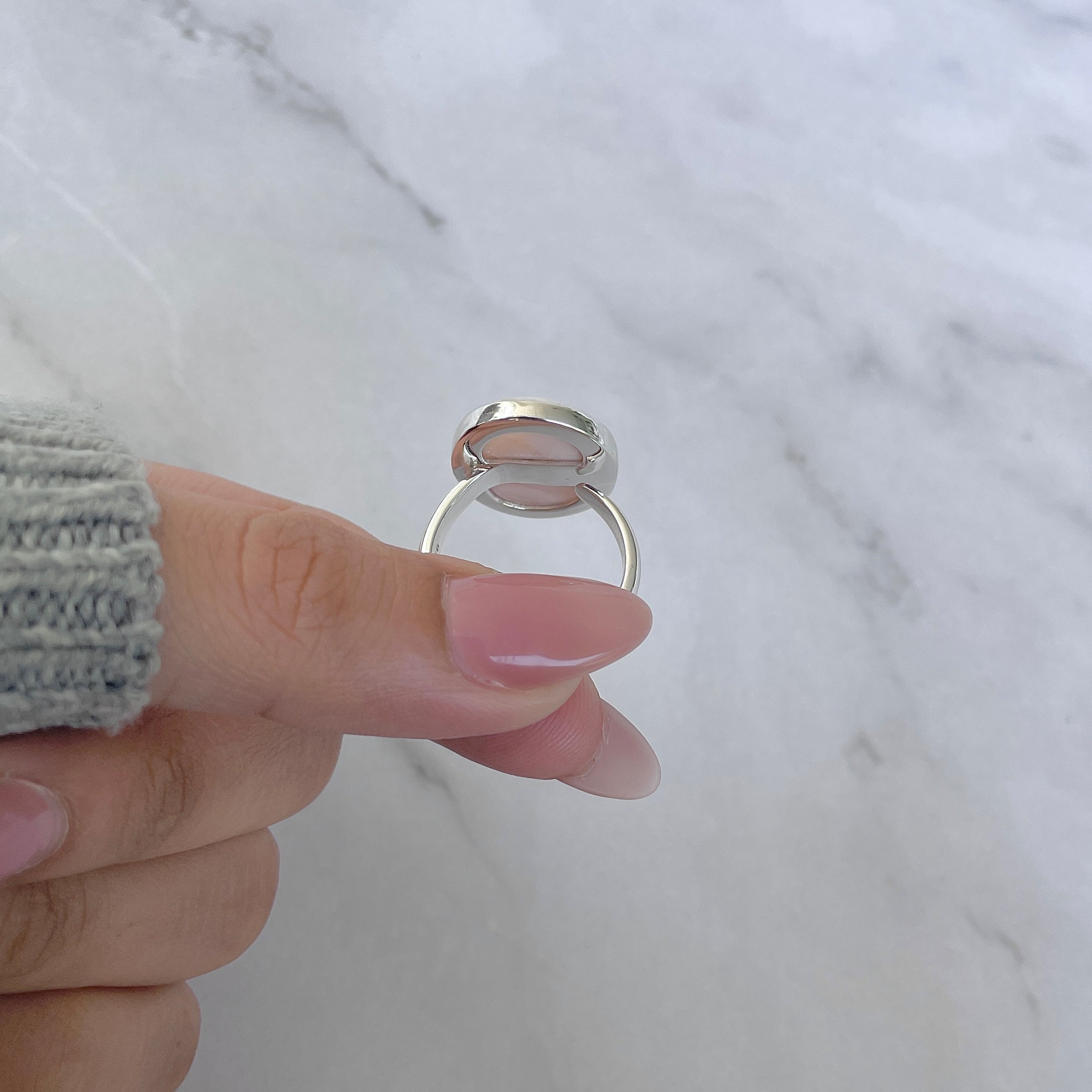 Natural Pink Natrolite / Thomsonite Adjustable Ring-(THS-R-102.)