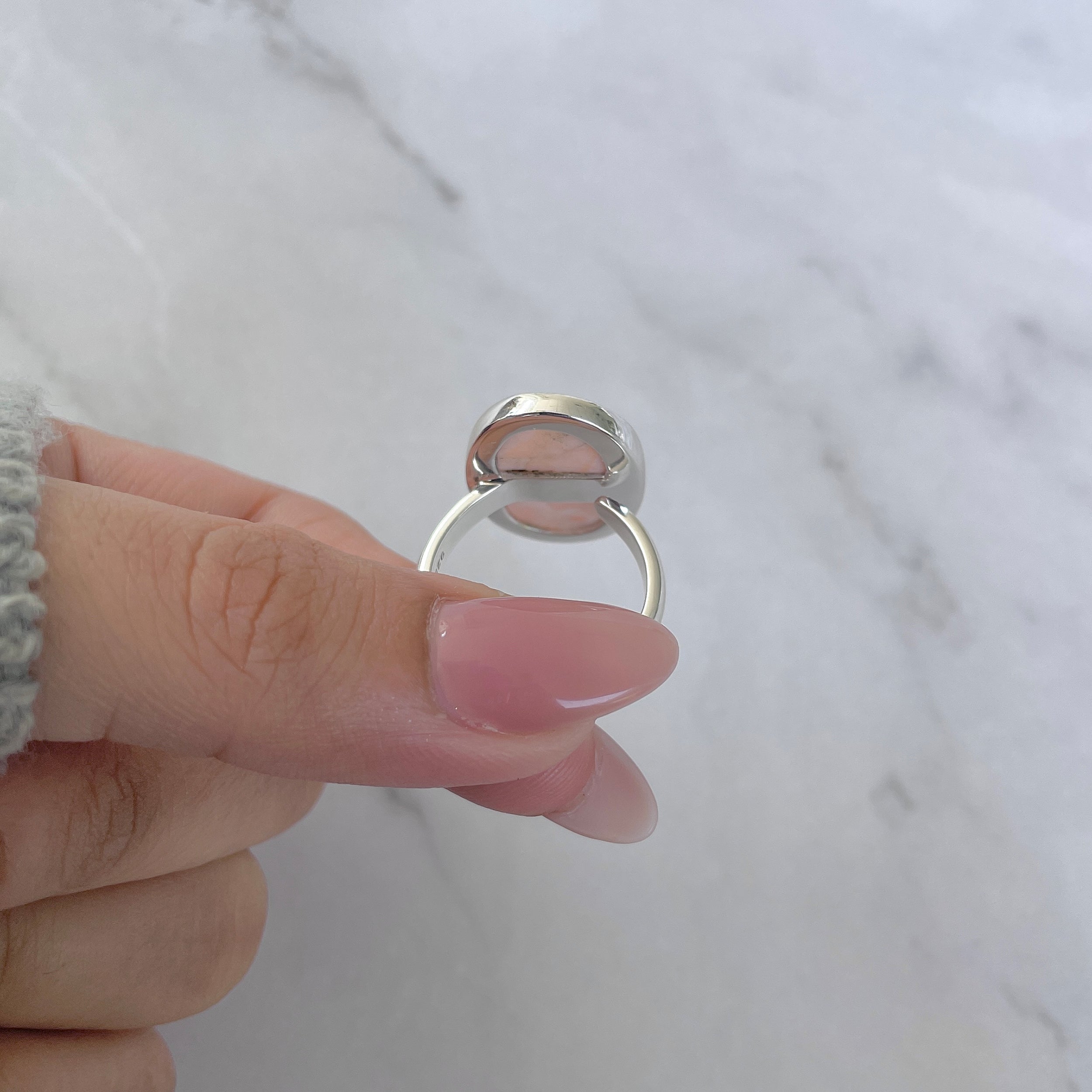 Natural Pink Natrolite / Thomsonite Adjustable Ring-(THS-R-103.)