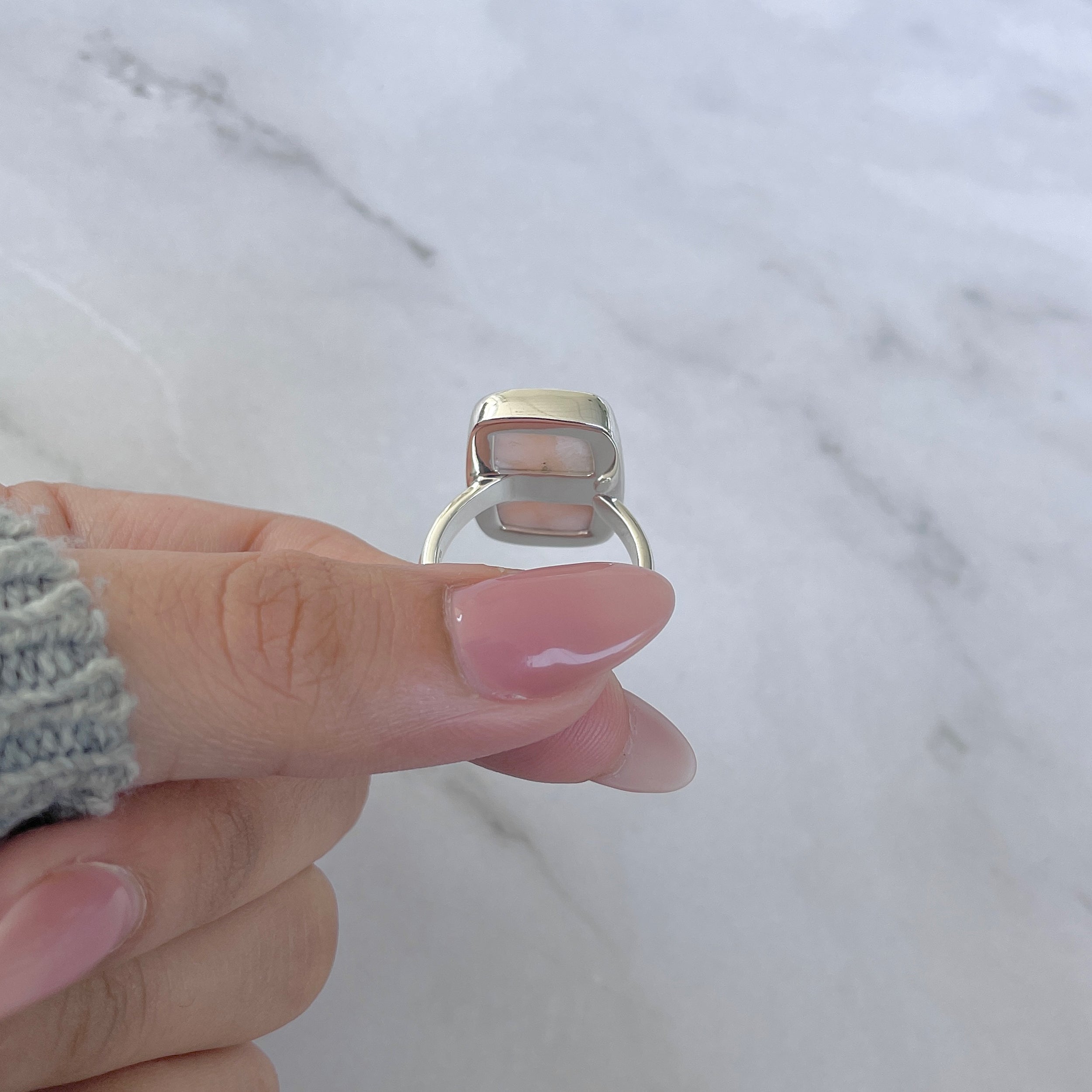 Natural Pink Natrolite / Thomsonite Adjustable Ring-(THS-R-104.)