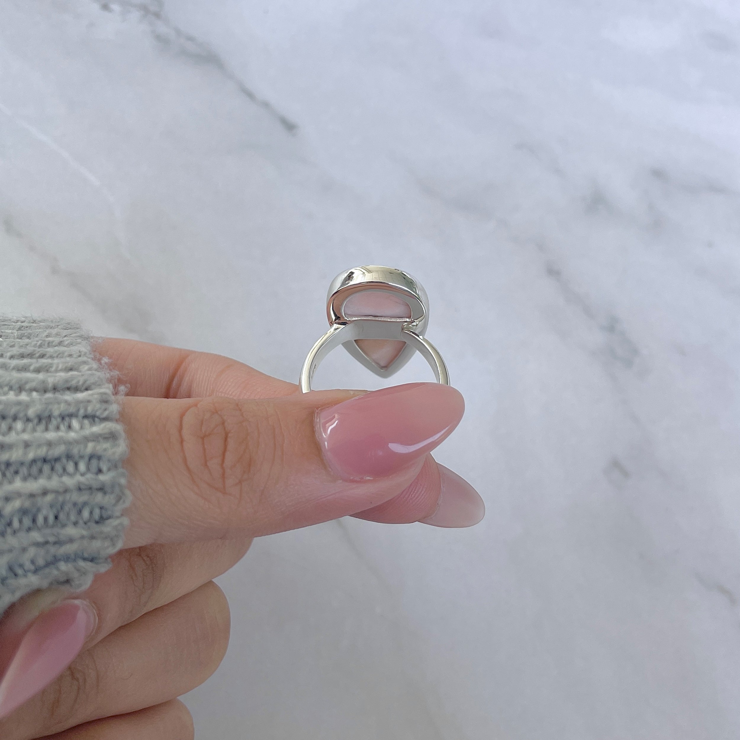 Natural Pink Natrolite / Thomsonite Adjustable Ring-(THS-R-106.)