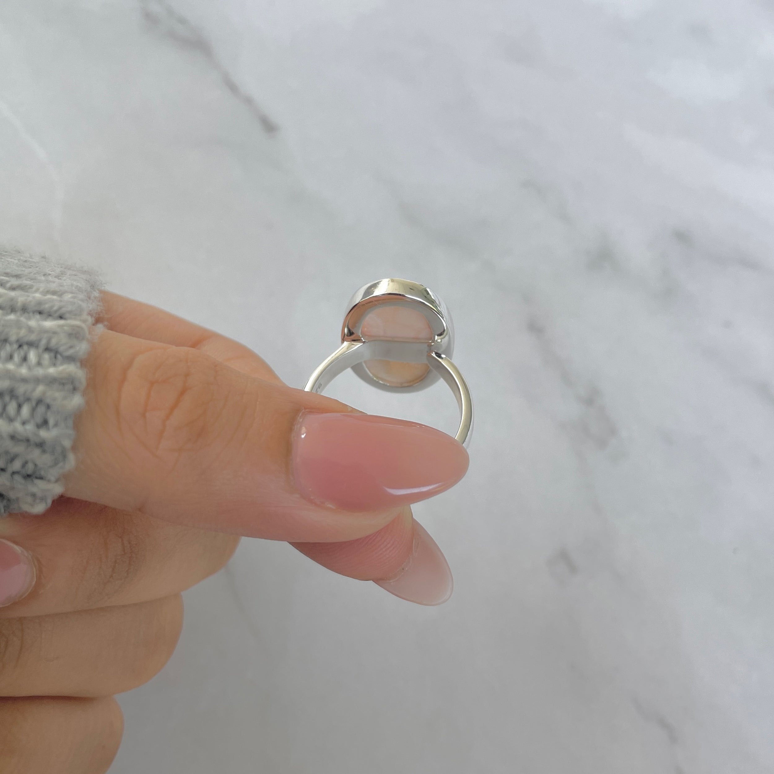 Natural Pink Natrolite / Thomsonite Adjustable Ring-(THS-R-107.)