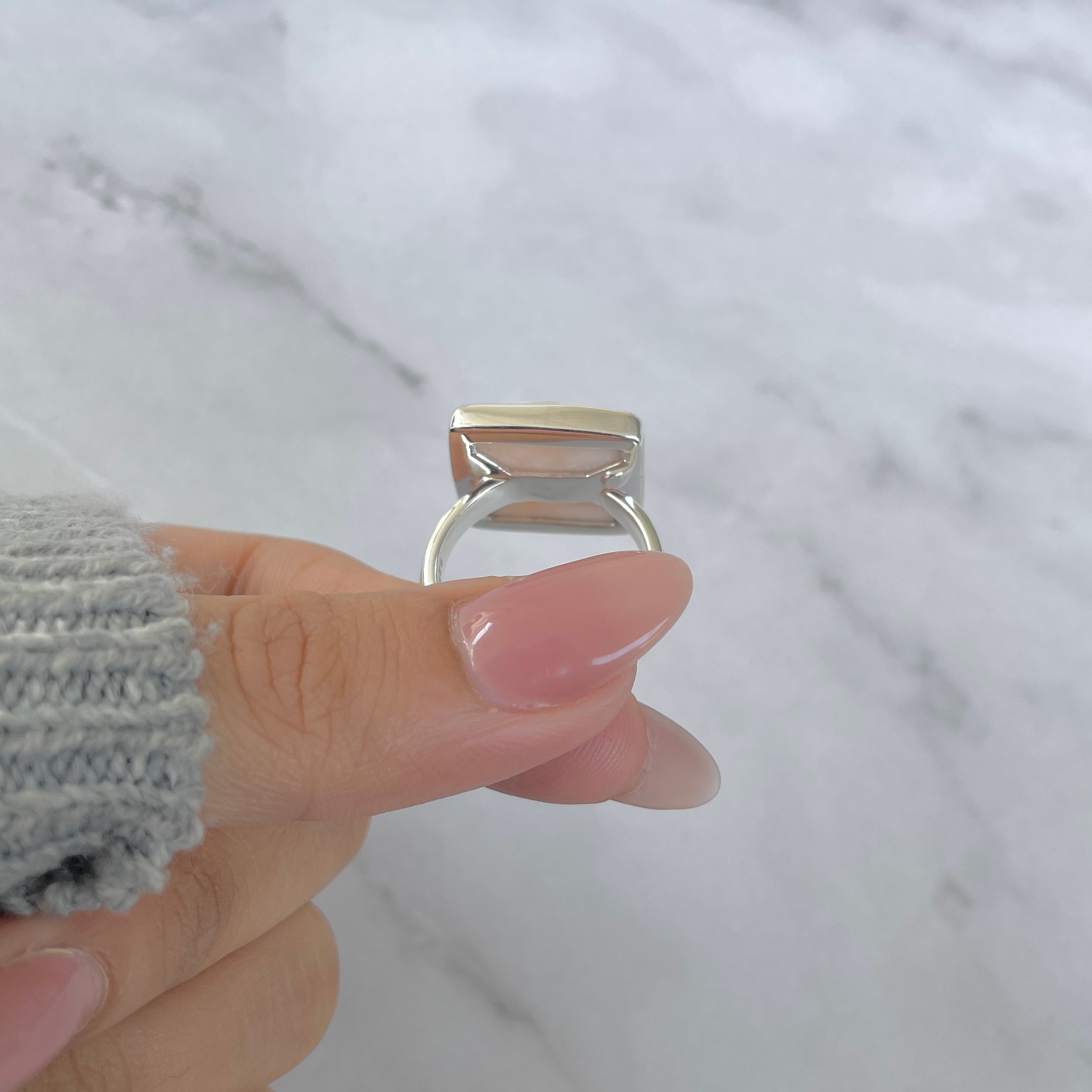 Natural Pink Natrolite / Thomsonite Adjustable Ring-(THS-R-108.)