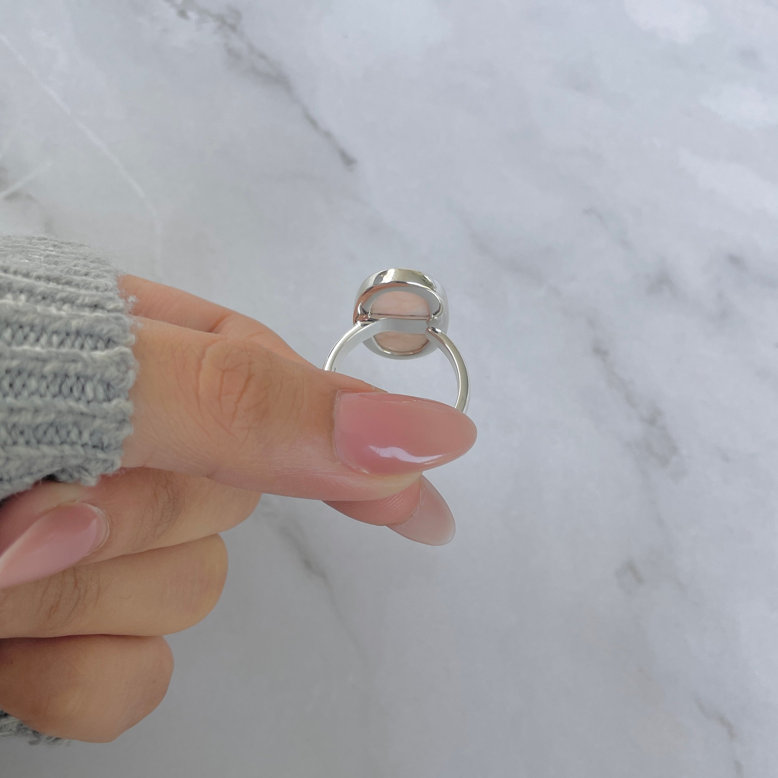 Natural Pink Natrolite / Thomsonite Adjustable Ring-(THS-R-109.)