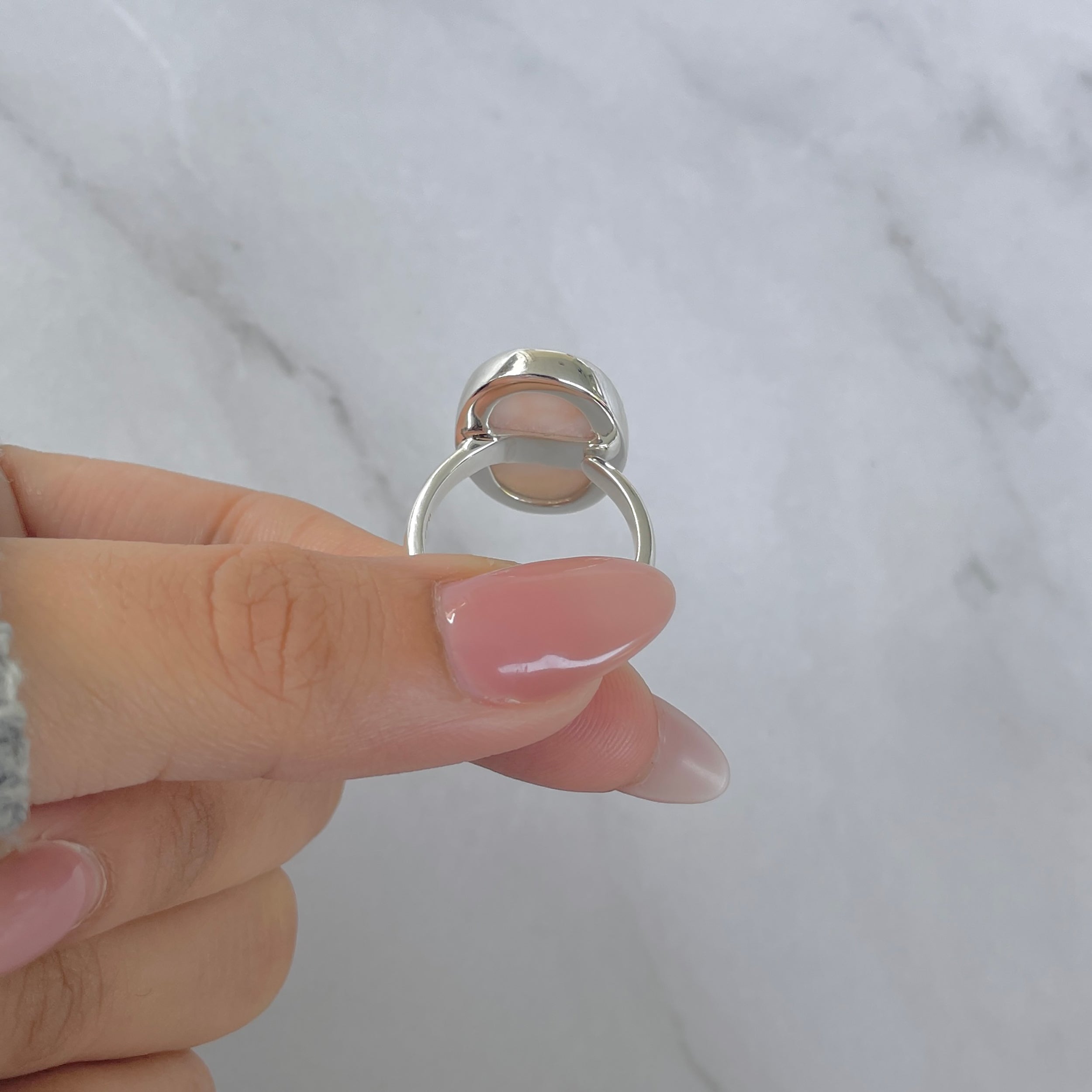 Natural Pink Natrolite / Thomsonite Adjustable Ring-(THS-R-110.)