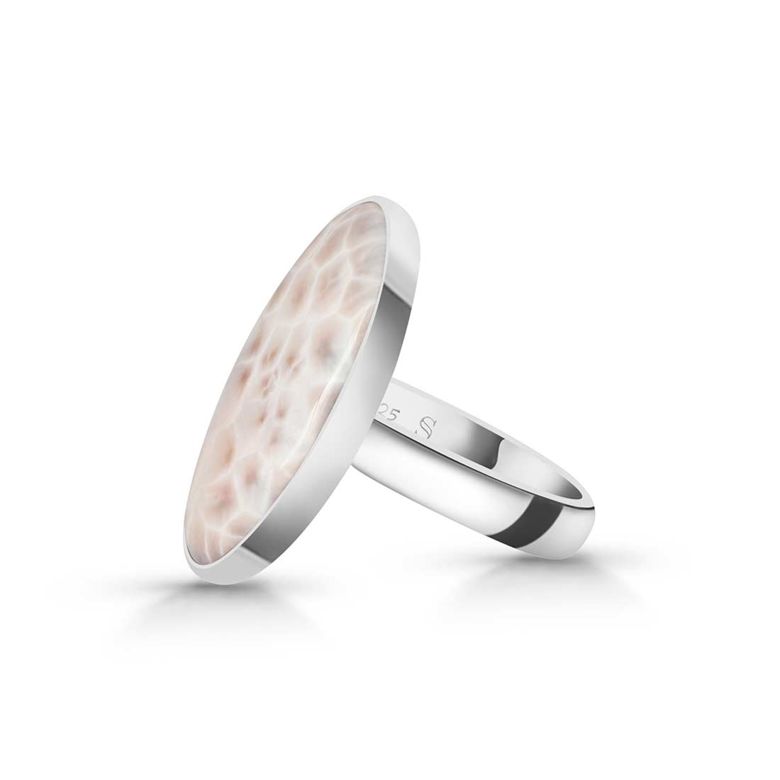 Natural Pink Natrolite / Thomsonite Adjustable Ring-(THS-R-17.)