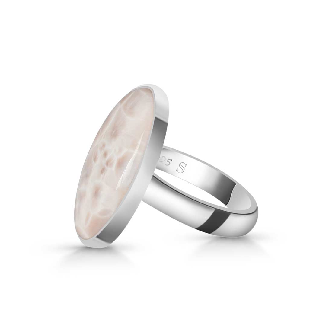 Natural Pink Natrolite / Thomsonite  Adjustable Ring-(THS-R-22.)