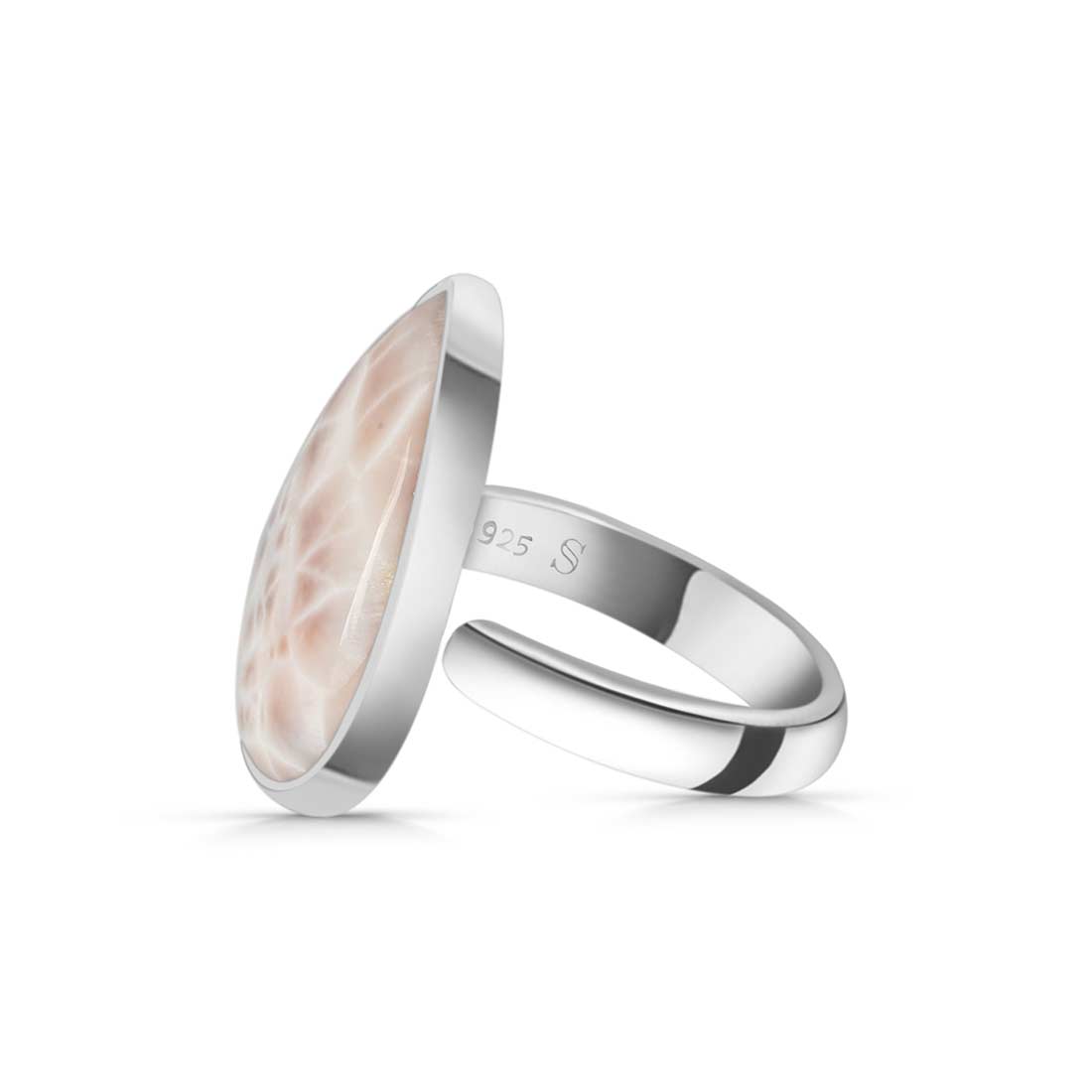 Natural Pink Natrolite / Thomsonite  Adjustable Ring-(THS-R-24.)